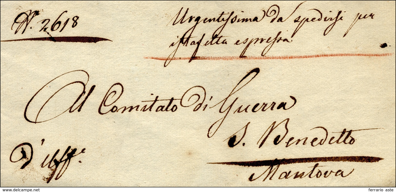 253 1848 - Lettera Prefilatelica In Franchigia Da Milano 27/4/1848 A San Benedetto, Manoscritto "Urgenti... - Lombardo-Vénétie