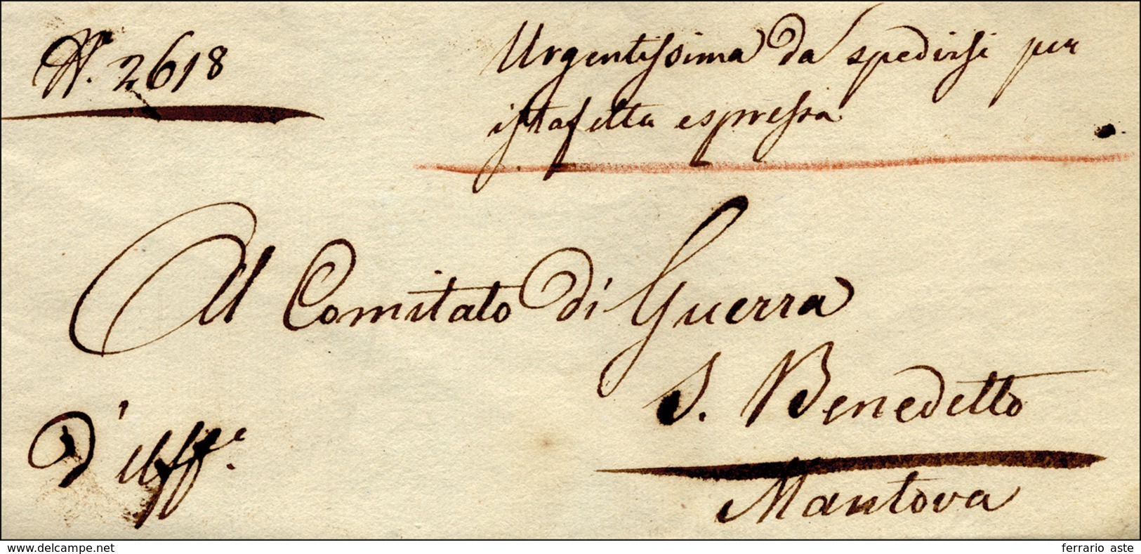 253 1848 - Lettera Prefilatelica In Franchigia Da Milano 27/4/1848 A San Benedetto, Manoscritto "Urgenti... - Lombardo-Venetien