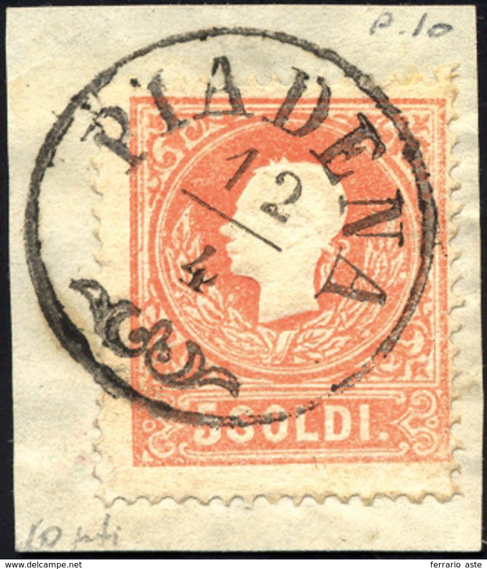 294 PIADENA, CO Punti 10 - 5 Soldi (25), Perfetto, Usato Su Piccolo Frammento Il 12/4/1859. Cert. Diena.... - Lombardo-Venetien