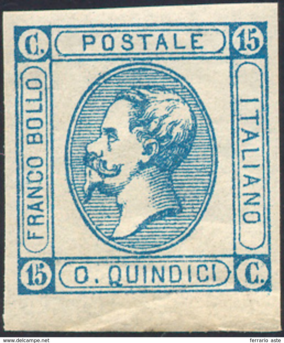 1225 1863 - 15 Cent. Azzurro, I Tipo, Varietà "C" Completamente Chiusa (12c), Nuovo, Gomma Originale, Per... - Autres & Non Classés