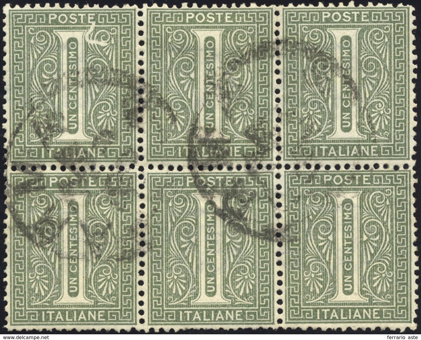 1239 1866 - 1 Cent. De La Rue, Tiratura Di Torino, Filigrana Capovolta E Falla Di Stampa Nel Primo Esempl... - Sonstige & Ohne Zuordnung