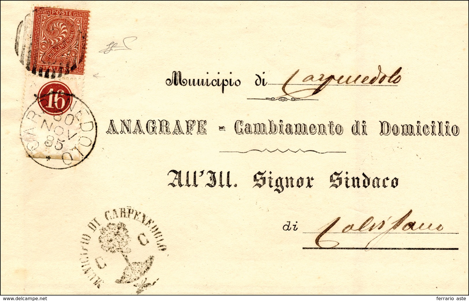 1243 1885 - 2 Cent. Rosso Mattone, De La Rue, Tiratura Di Torino (T15), Perfetto, Bordo Integrale Di Fogl... - Autres & Non Classés