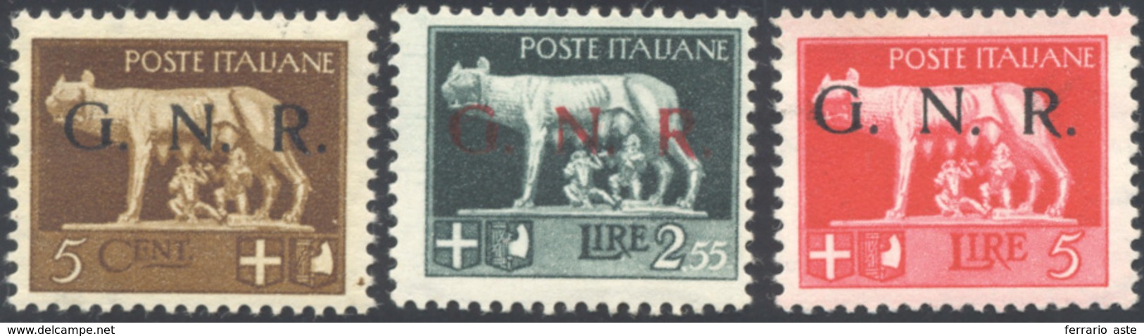 1889 1943 - 5 Cent., 2,55 Lire, 5 Lire Soprastampa G.N.R. Spaziata Di Brescia, Serie Completa (470/A-485/... - Sonstige & Ohne Zuordnung