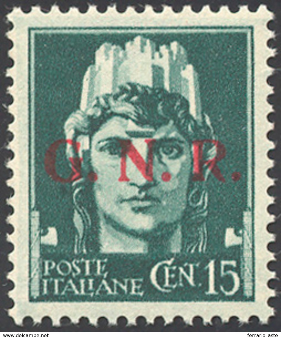 1892 1943 - 15 Cent. Soprastampa G.N.R. Del II Tipo Di Brescia (472/II), Posizione 1 Del Foglio, Gomma Or... - Autres & Non Classés