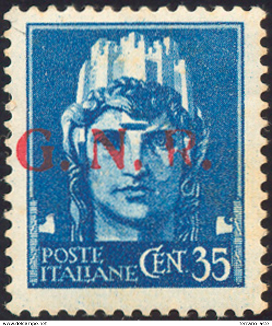 1896 1943 - 35 Cent. Soprastampa G.N.R. Di Brescia, II Tipo (476/II), "R" Evanescente, Gomma Originale In... - Sonstige & Ohne Zuordnung