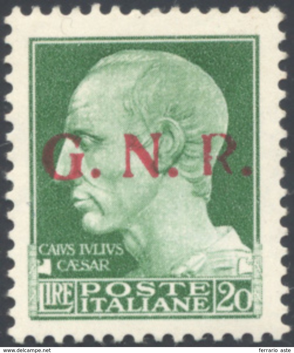 1903 1943 - 20 Lire Soprastampa G.N.R. Del II Tipo, Tiratura Di Brescia (487/II), Nuovo, Gomma Originale ... - Sonstige & Ohne Zuordnung