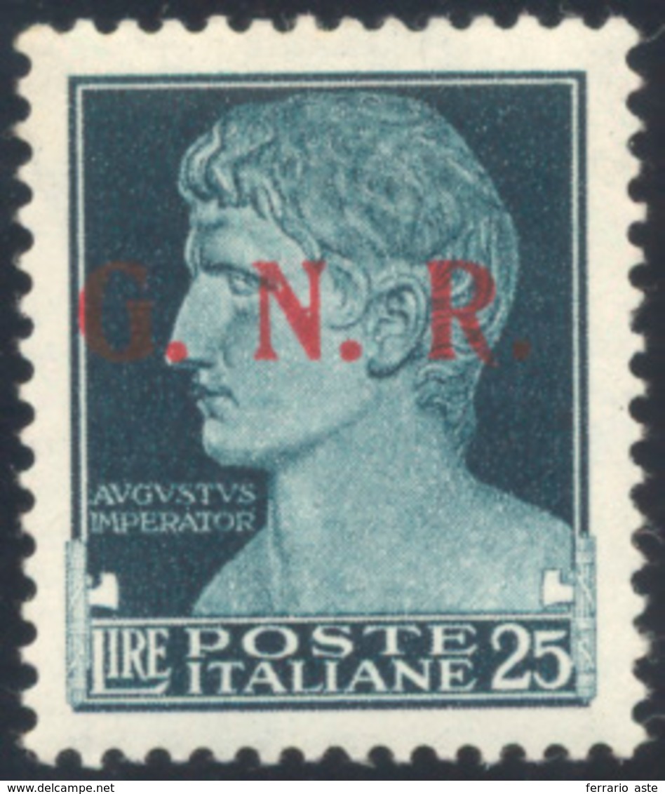 1904 1943 - 25 Lire Nero Azzurro, Imperiale, Soprastampa G.N.R. Del III Tipo Tiratura Di Brescia (488/III... - Sonstige & Ohne Zuordnung