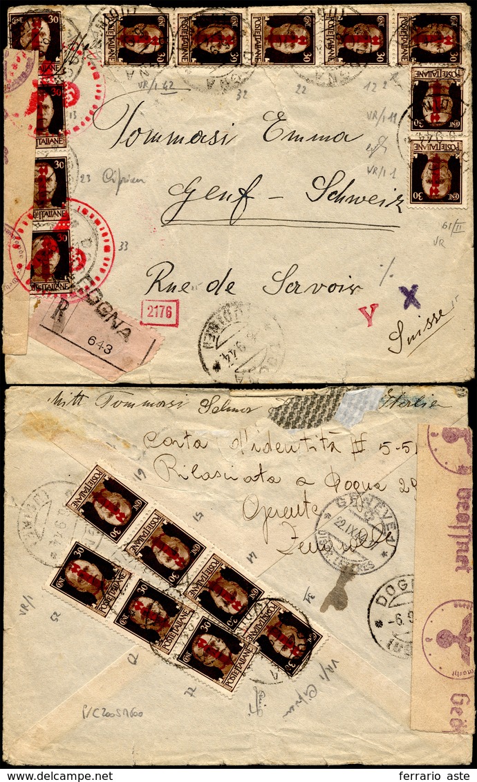 1910 1944 - 30 Cent. Soprastampato Fascio, Tiratura Di Verona (492), Diciotto Esemplari, Alcuni Con Difet... - Autres & Non Classés