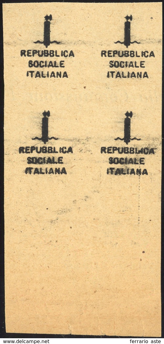 1912 1944 - Prova In Nero Della Soprastampa Fascetto Di Firenze, Blocco Di Quattro, Su Carta Sottile. Non... - Autres & Non Classés