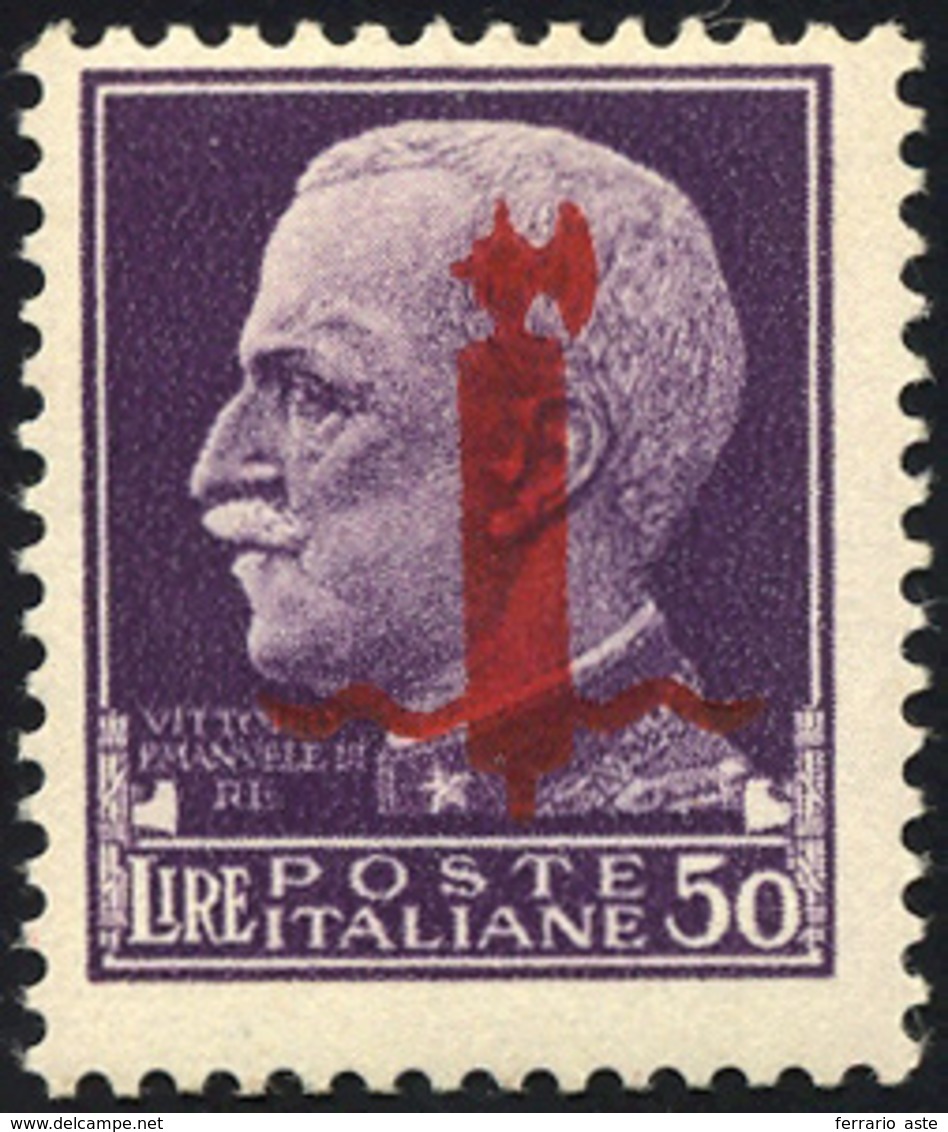 1917 1944 - 50 Lire Soprastampa Fascio, Tiratura Di Verona (501), Gomma Originale Integra, Perfetto. Cert... - Autres & Non Classés