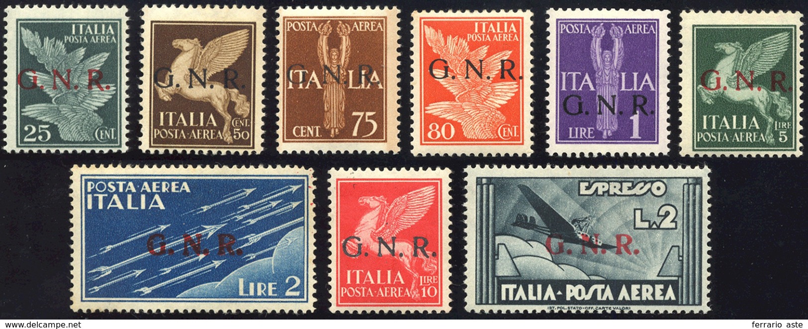 1918 1944 - Soprastampati G.N.R., Tiratura Di Verona (117/125), Gomma Integra, Perfetti. Cert. Raybaudi P... - Luftpost