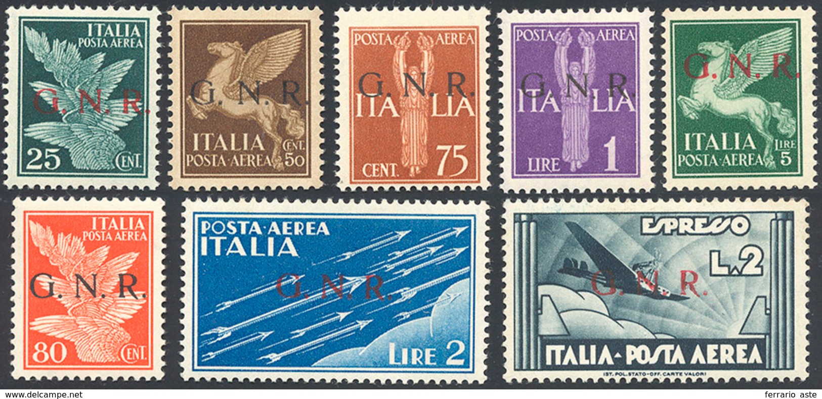 1920 1943 - Serie Completa, Soprastampati G.N.R. Del I Tipo Di Brescia (117/I-125/I), Nuovi, Gomma Origin... - Luftpost