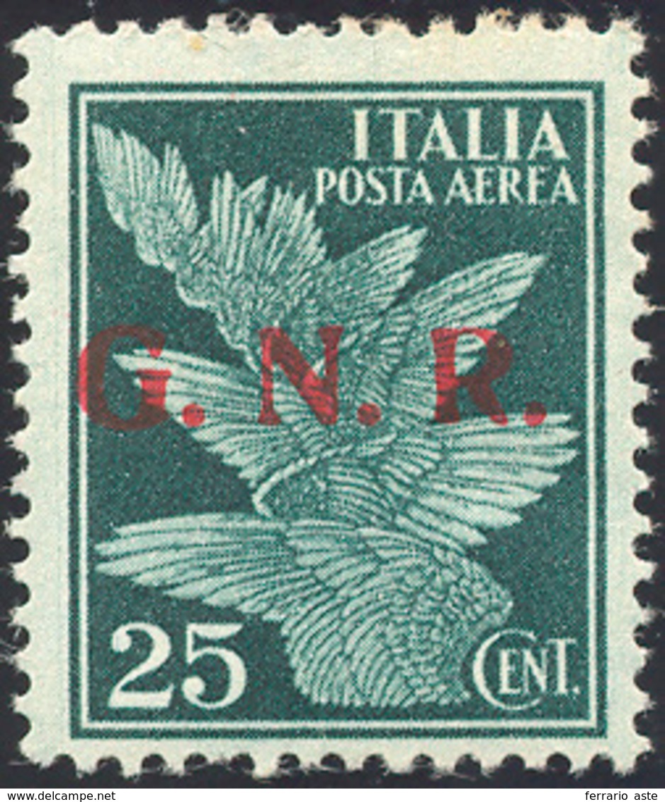 1921 1943 - 25 Cent. Verde Soprastampa G.N.R. Del II Tipo Di Brescia (117/II), Nuovo, Gomma Originale, Pe... - Poste Aérienne