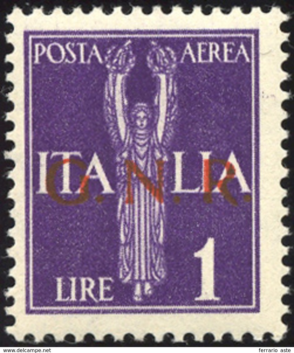 1924 1944 - 1 Lira Soprastampa G.N.R. Rossa (121A), Gomma Integra, Perfetto. Raybaudi, Cert. Wolf.... - Luftpost