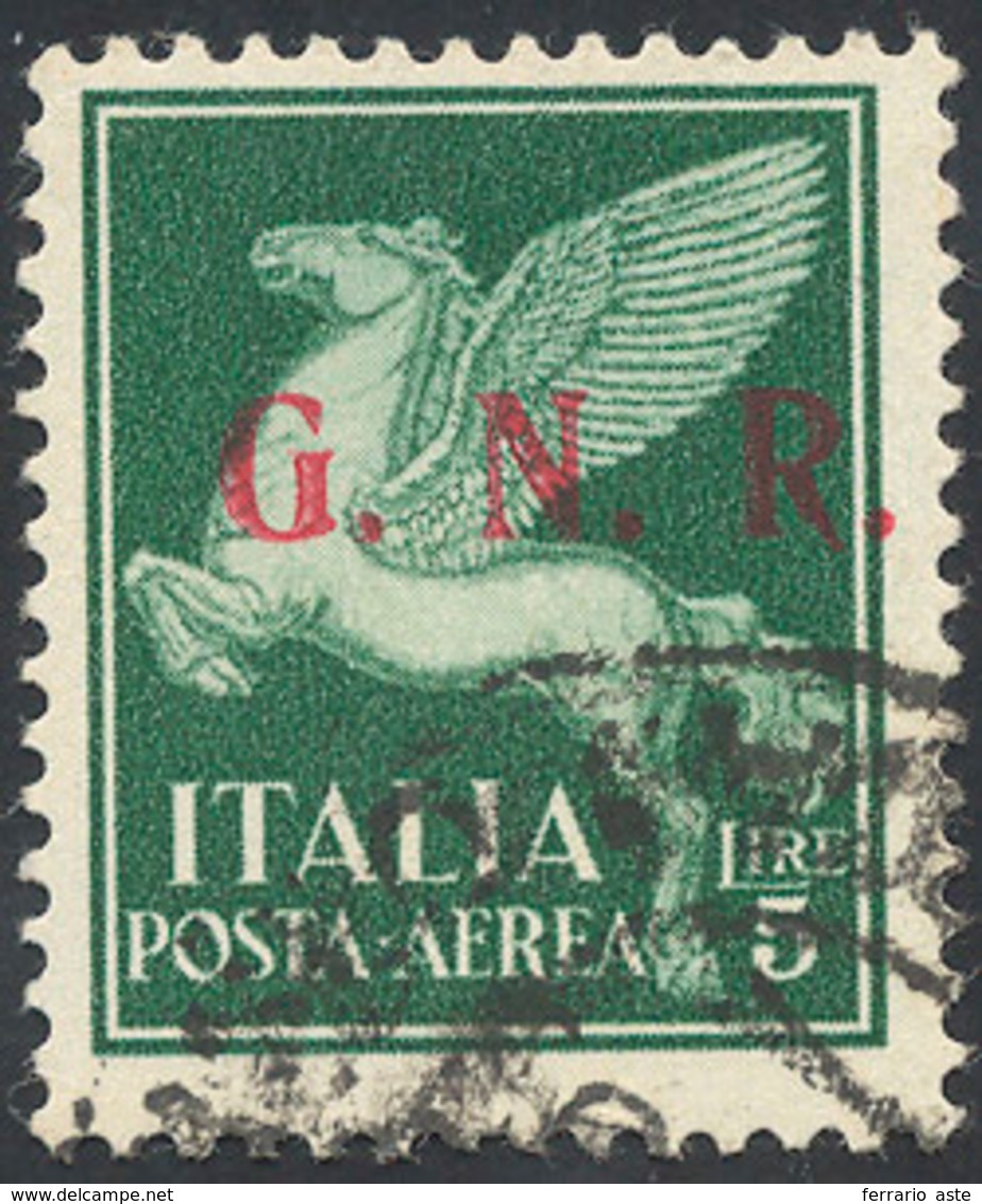 1929 1943 - 5 Lire Soprastampa G.N.R. Di Brescia, III Tipo (123/III), Usati, Perfetto. Molto Raro! G.Oliv... - Luftpost