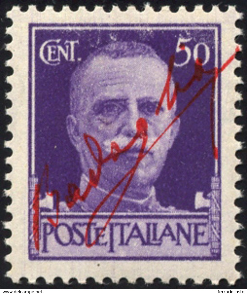 1980 1944 - 50 Cent. Imperiale, Soprastampato "firma Di Badoglio" (CEI 417,€8.000), Gomma Originale Integ... - Sonstige & Ohne Zuordnung