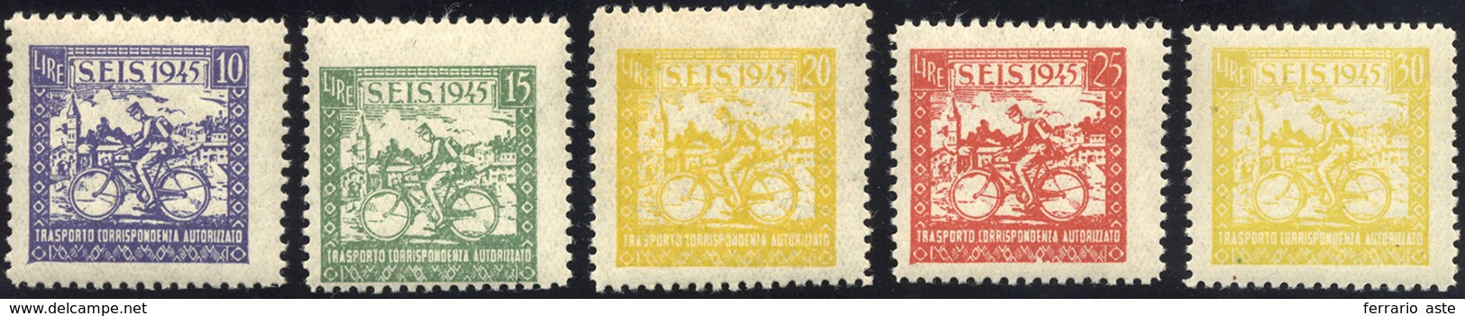 1995 SEIS 1945 - Ciclista, Serie Completa (Unificato 1/5), Gomma Originale Integra, Perfetti. Molto Belli... - Autres & Non Classés