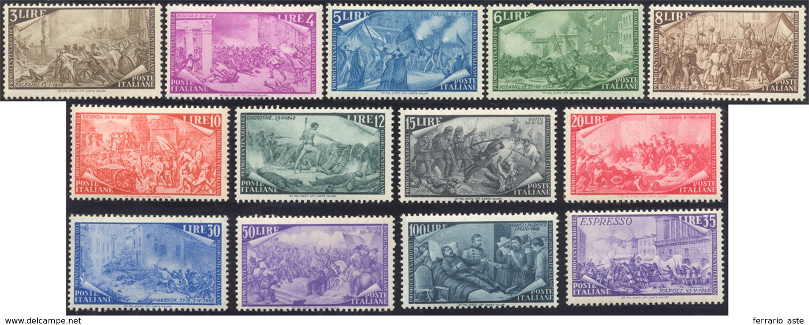 2012 1948 - Risorgimento (580/591+E), Gomma Originale Integra, Perfetti.... - Sonstige & Ohne Zuordnung