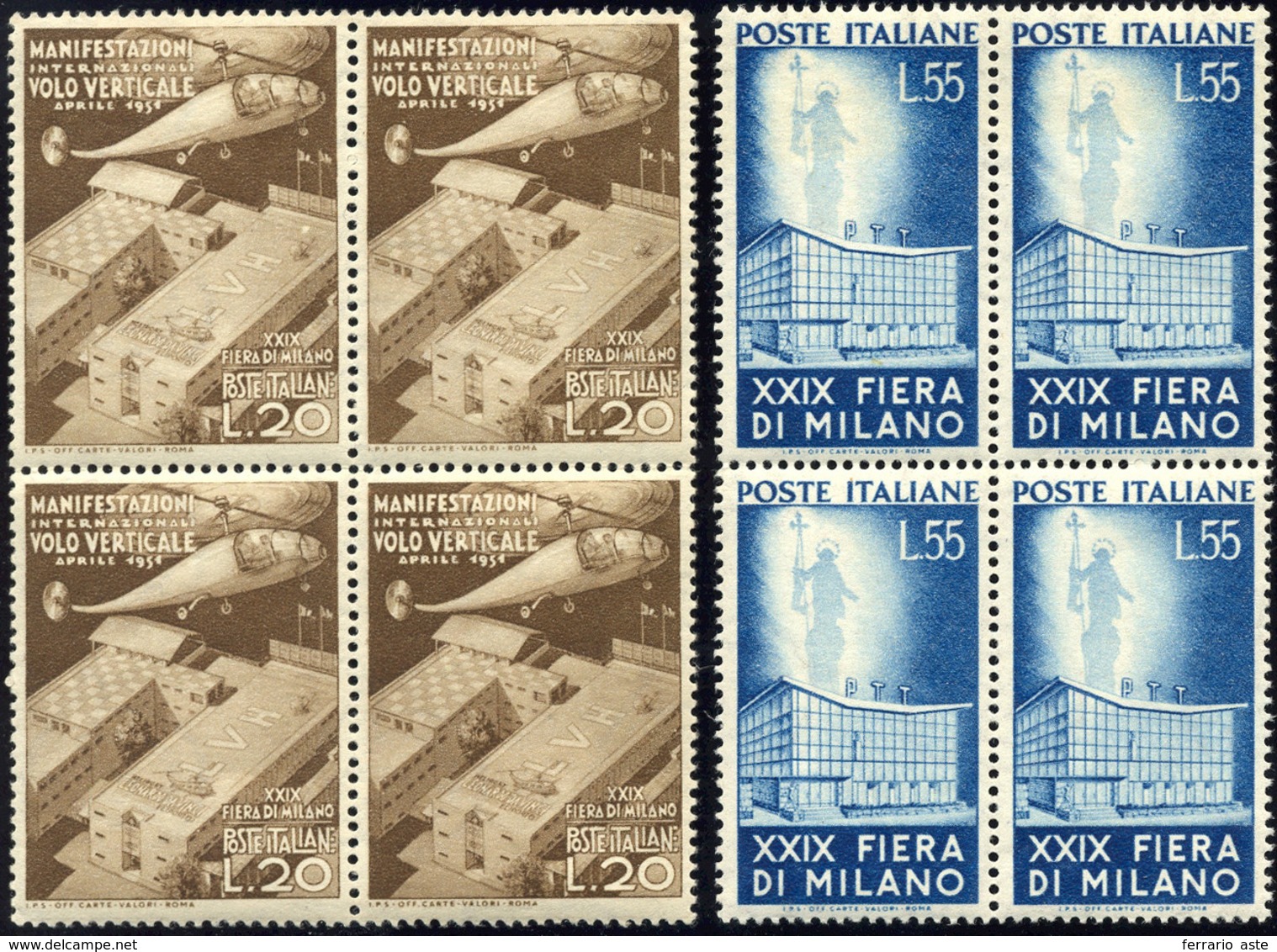 2025 1951 - Fiera Di Milano (657/658), Ottima Centratura, Blocchi Di Quattro, Gomma Integra, Perfetti.... - Autres & Non Classés