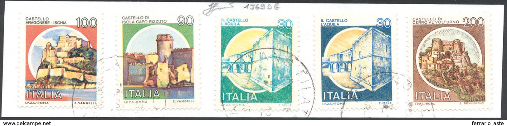 2050 1981 - 30 Lire Castelli Verde E Giallo, Senza La Stampa Del Nero (Unificato 1569Db), Usato Su Framme... - Autres & Non Classés