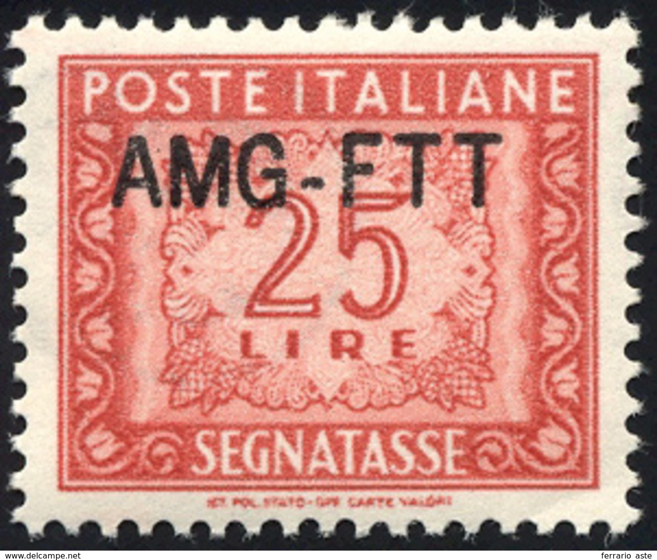 2110 SEGNATASSE 1954 - 25 Lire, Nuovo Tipo Di Soprastampa (25A), Ottima Centratura, Gomma Originale Integ... - Sonstige & Ohne Zuordnung