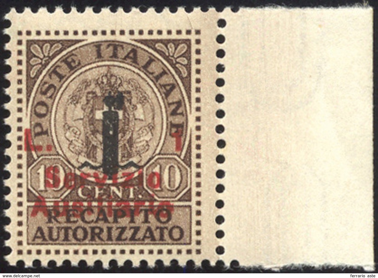 2120 GUIDIZZOLO 1945 - 1 Lira Su 10 Cent., Non Emesso (2A), Gomma Integra, Perfetto. Bello. Cert. Raybaud... - Non Classés