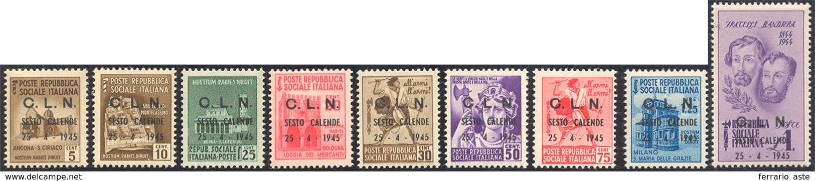 2154 SESTO CALENDE 1945 - Serie Completa (1/9), Gomma Originale Integra, Perfetti. Fiecchi, Cert. Ferrari... - Nationales Befreiungskomitee