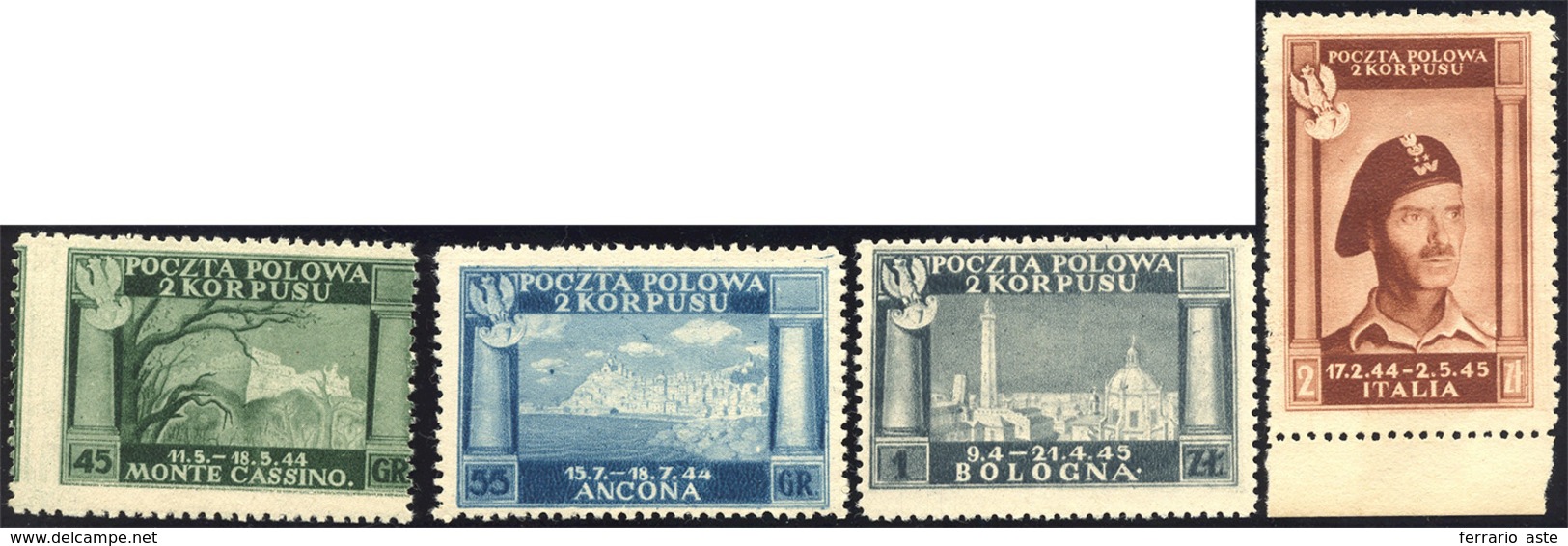 2158 1946 - Vittorie Polacche, Carta Bianca (5/8), Senza Gomma Come Sempre, Perfetti.... - 1946-47 Zeitraum Corpo Polacco
