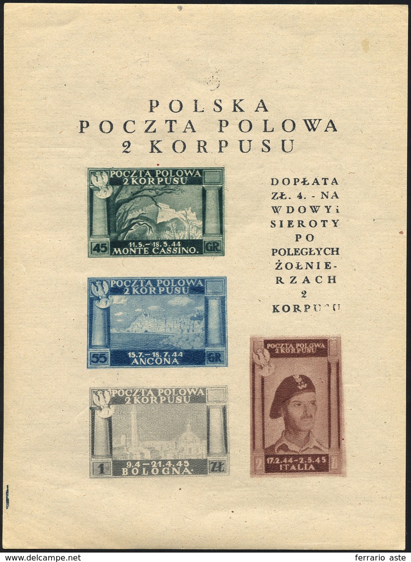 2167 FOGLIETTI 1946 - Vittorie Polacche In Italia, Senza La Stampa Dell'aquila (1a), Gomma Originale Inte... - 1946-47 Zeitraum Corpo Polacco