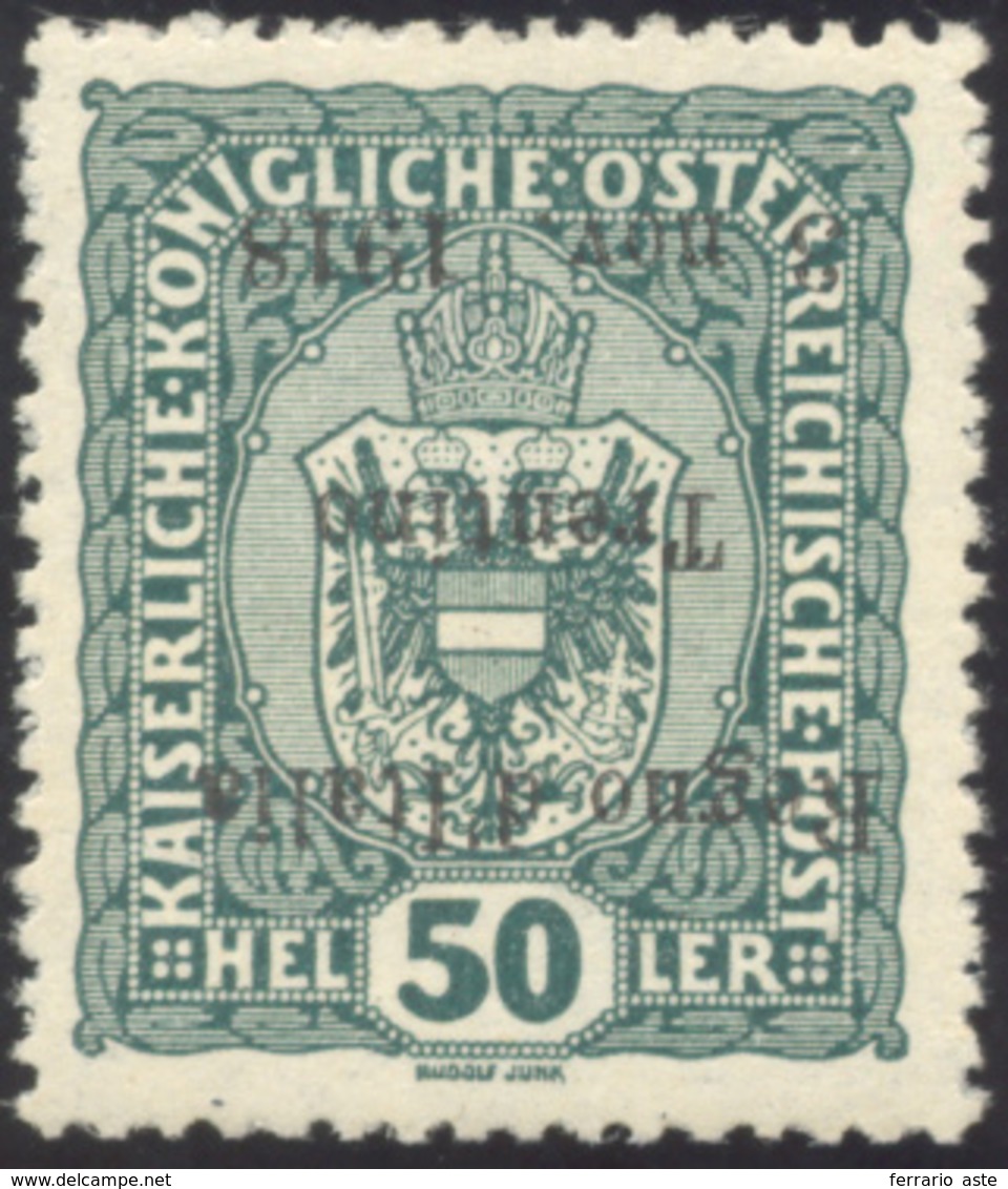 2177 TRENTINO ALTO ADIGE 1918 - 50 H. Soprastampa Capovolta (11b), Gomma Originale, Perfetto. G.Oliva.... - Sonstige & Ohne Zuordnung