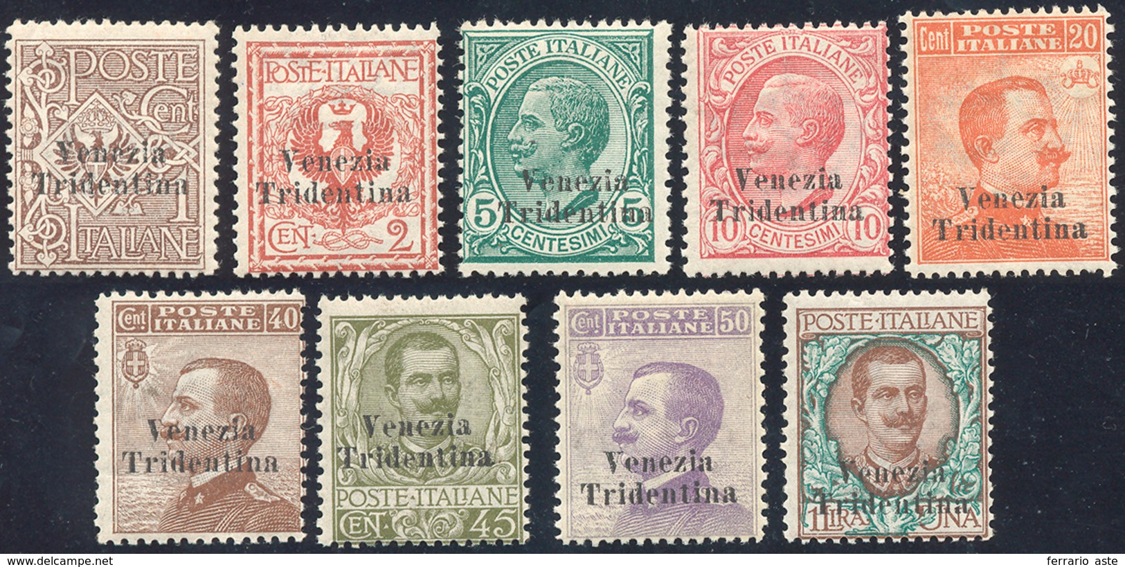 2178 TRENTINO ALTO ADIGE 1918 - Soprastampati Venezia Tridentina, Serie Completa (19/27), Perfetti, Gomma... - Autres & Non Classés