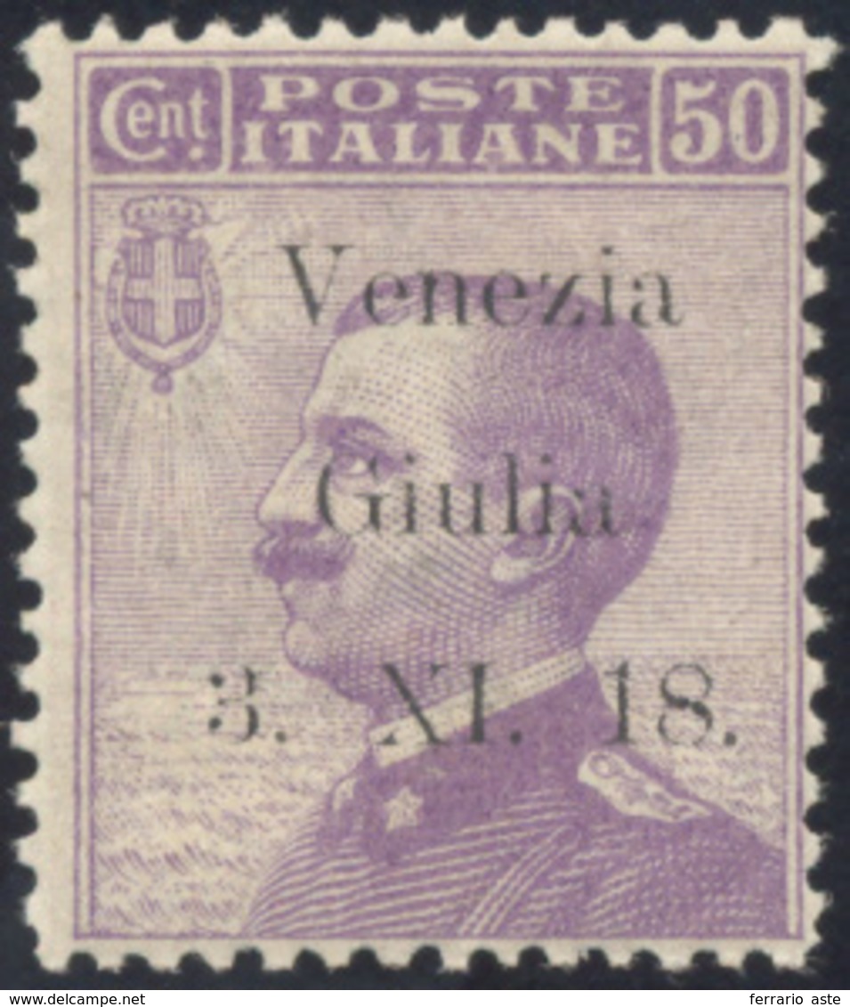 2189 VENEZIA GIULIA 1918 - 50 Cent. Soprastampa Di Saggio (S1), Gomma Originale, Perfetto. Raro, Tiratura... - Autres & Non Classés