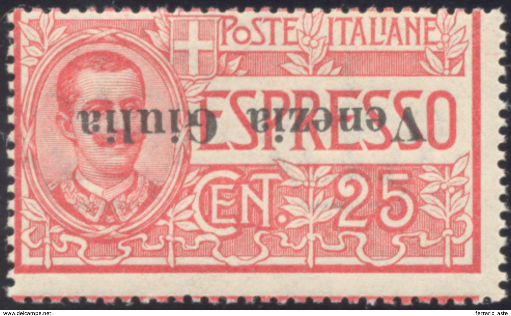 2191 VENEZIA GIULIA ESPRESSI 1919 - 25 Cent. Soprastampa Capovolta (1a), Gomma Originale Integra, Perfett... - Sonstige & Ohne Zuordnung