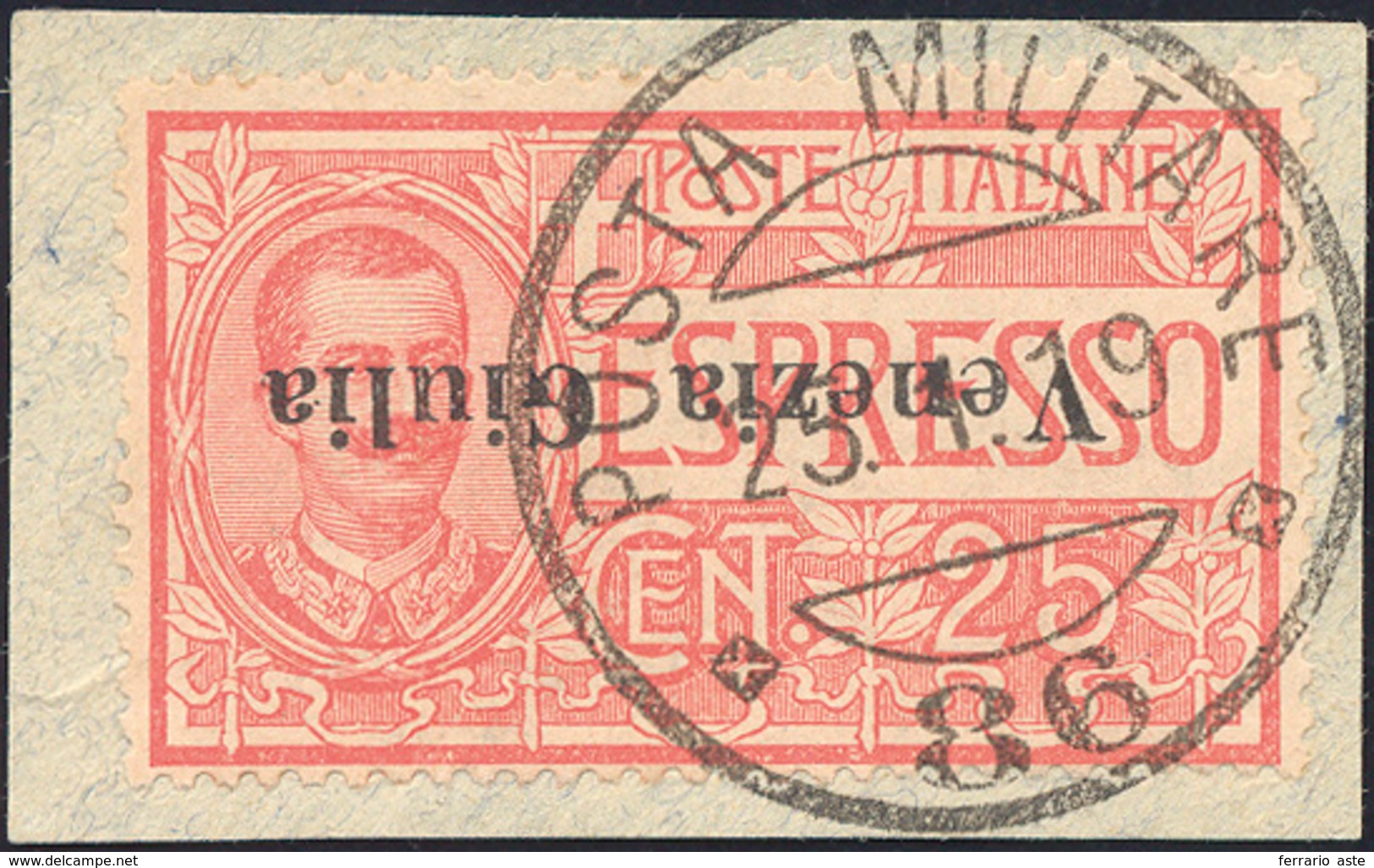 2192 VENEZIA GIULIA ESPRESSI 1919 - 25 Cent. Soprastampa "Venezia Giulia" Capovolta (1a), Perfetto, Usato... - Sonstige & Ohne Zuordnung