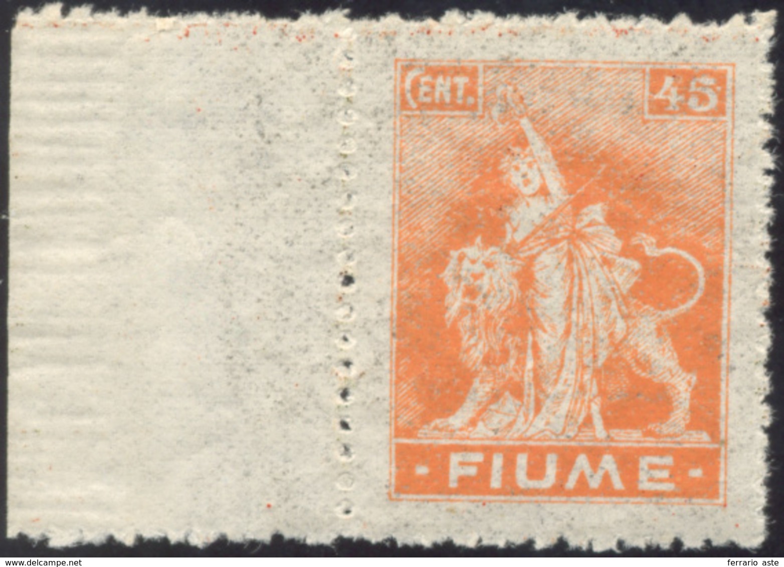 2211 FIUME 1919 - 45 Cent. Allegoria, Carta Di Tipo B (B41), Bordo Di Foglio, Gomma Originale Integra, Pe... - Sonstige & Ohne Zuordnung