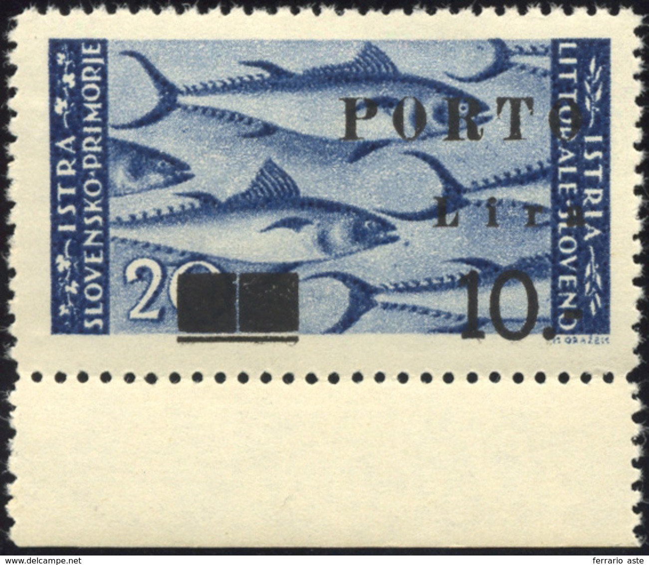 2306 LITORALE SLOVENO SEGNATASSE 1946 - 10 L. Su 20 L., Cifre Sottili (19B) Soprastampa Fortemente Sposta... - Autres & Non Classés