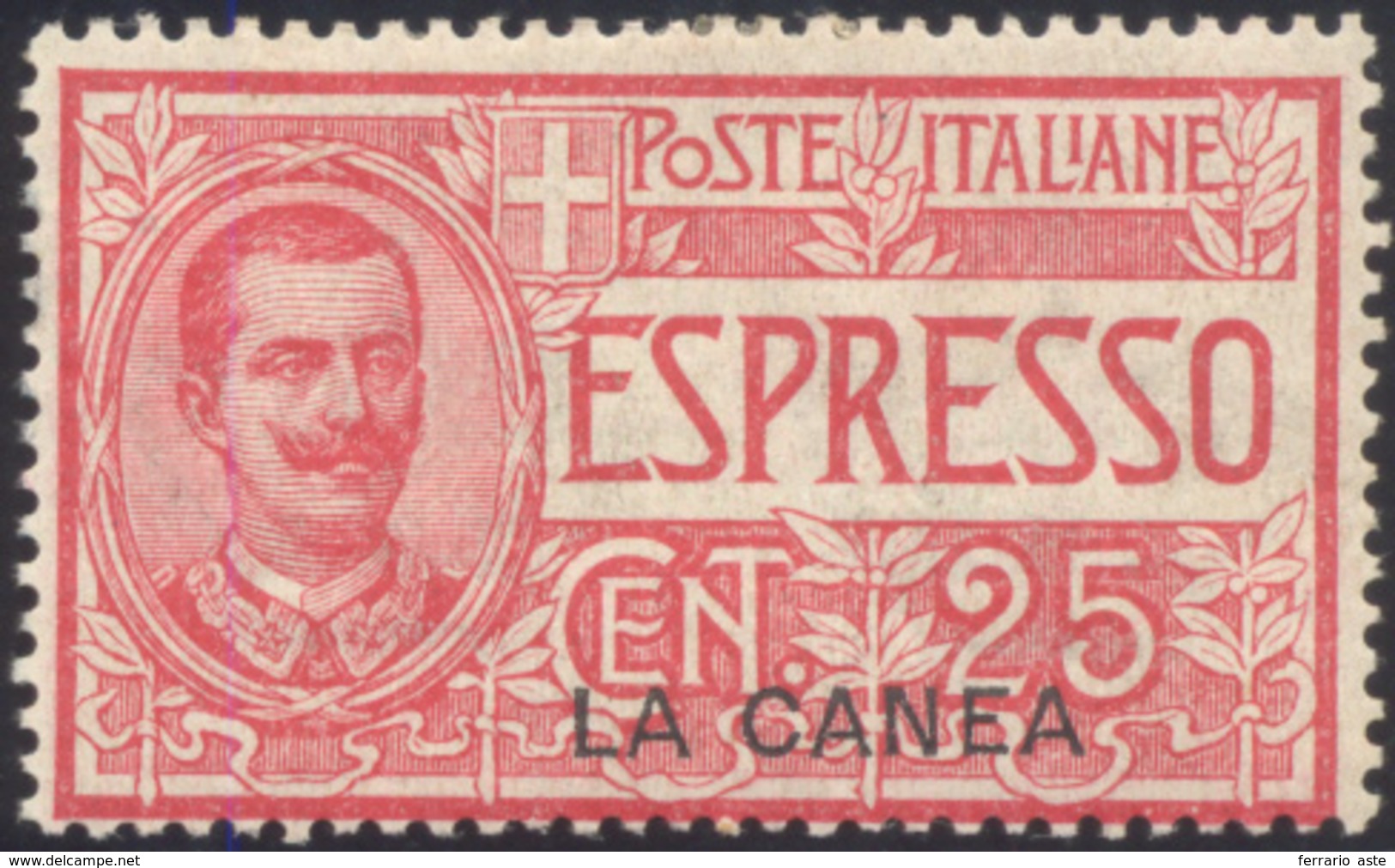 2345 LA CANEA ESPRESSI 1906 - 25 Cent. (1) Soprastampa Con Caratteri Più Sottili, Gomma Originale, Perfet... - Sonstige & Ohne Zuordnung