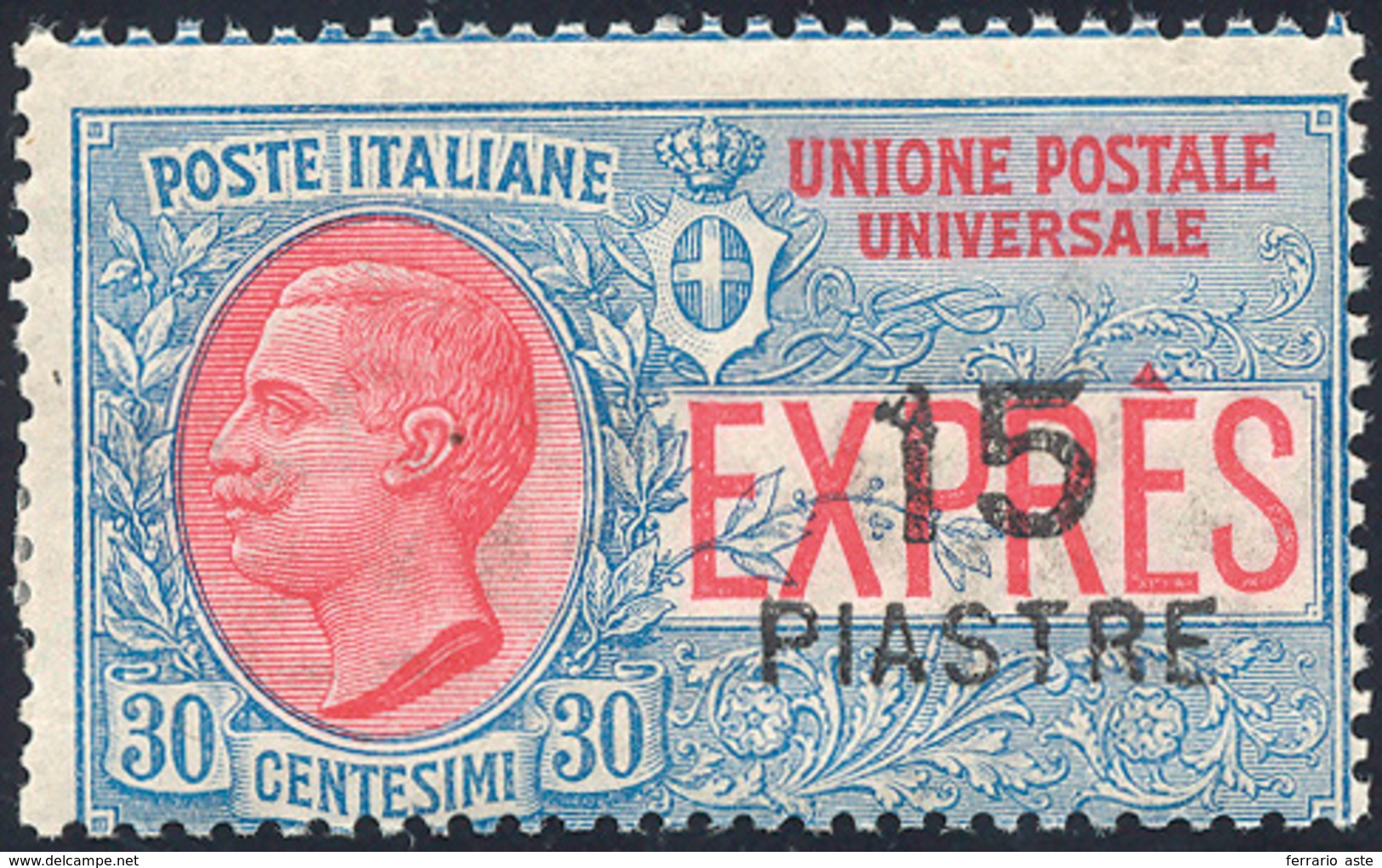 2374 COSTANTINOPOLI ESPRESSI 1922 - 15 Pi. Su 30 Cent. Soprastampa Locale Più Grande (2), Gomma Originale... - Sonstige & Ohne Zuordnung