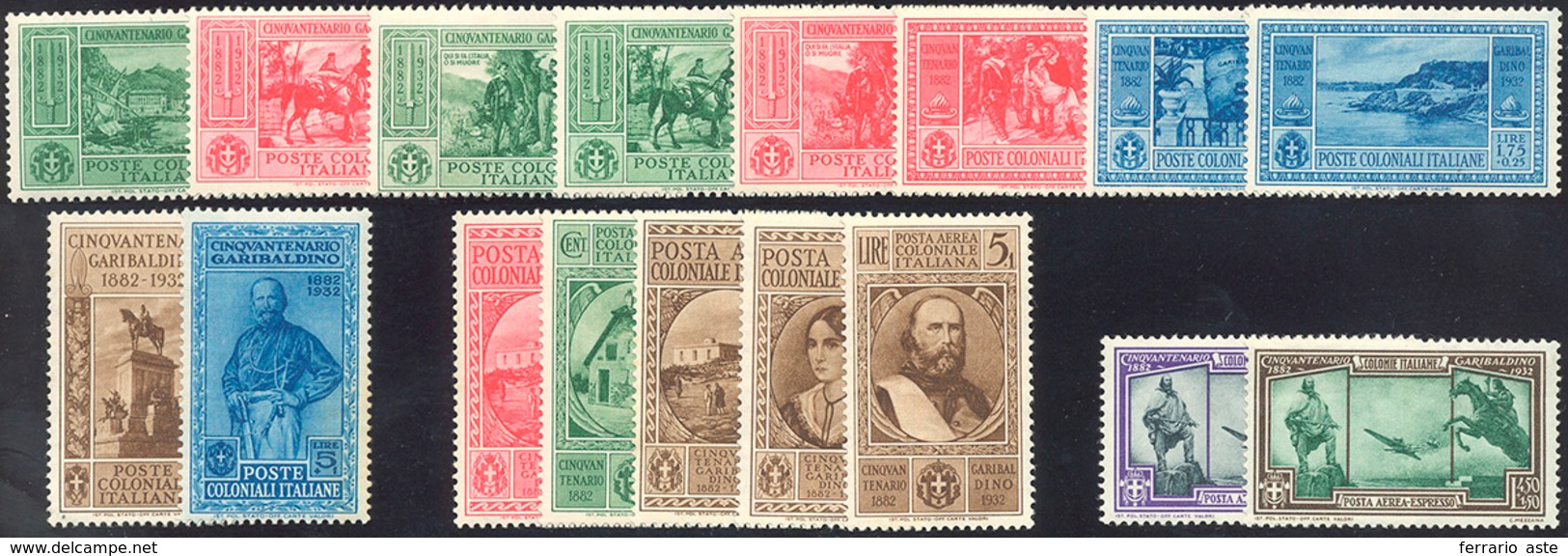 2404 1932 - Garibaldi, Serie Completa Con Posta Aerea (1/10+A), Gomma Originale Integra, Lievi Ingiallime... - Amtliche Ausgaben