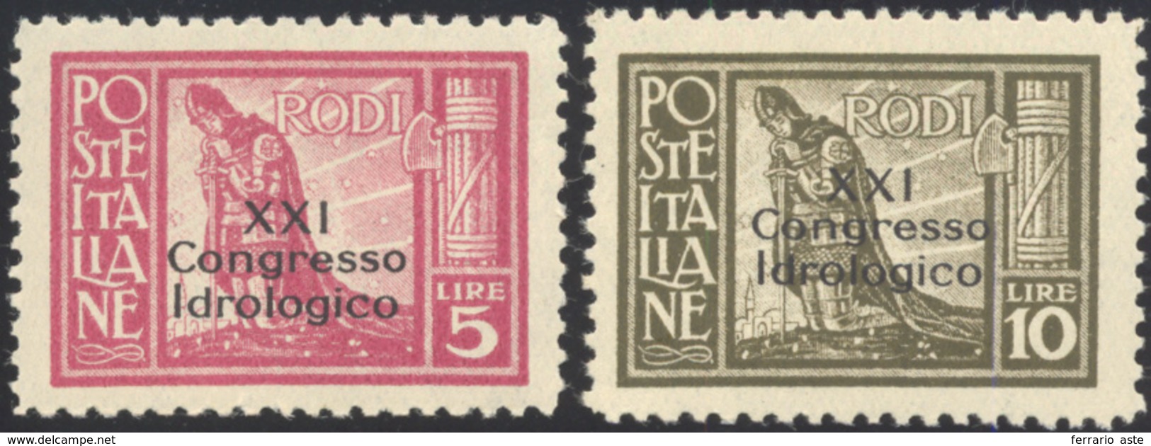 2420 1930 - 5 E 10 Lire Congresso Idrologico (19/20), Gomma Originale Integra, Perfetti. Belli.... - Ägäis