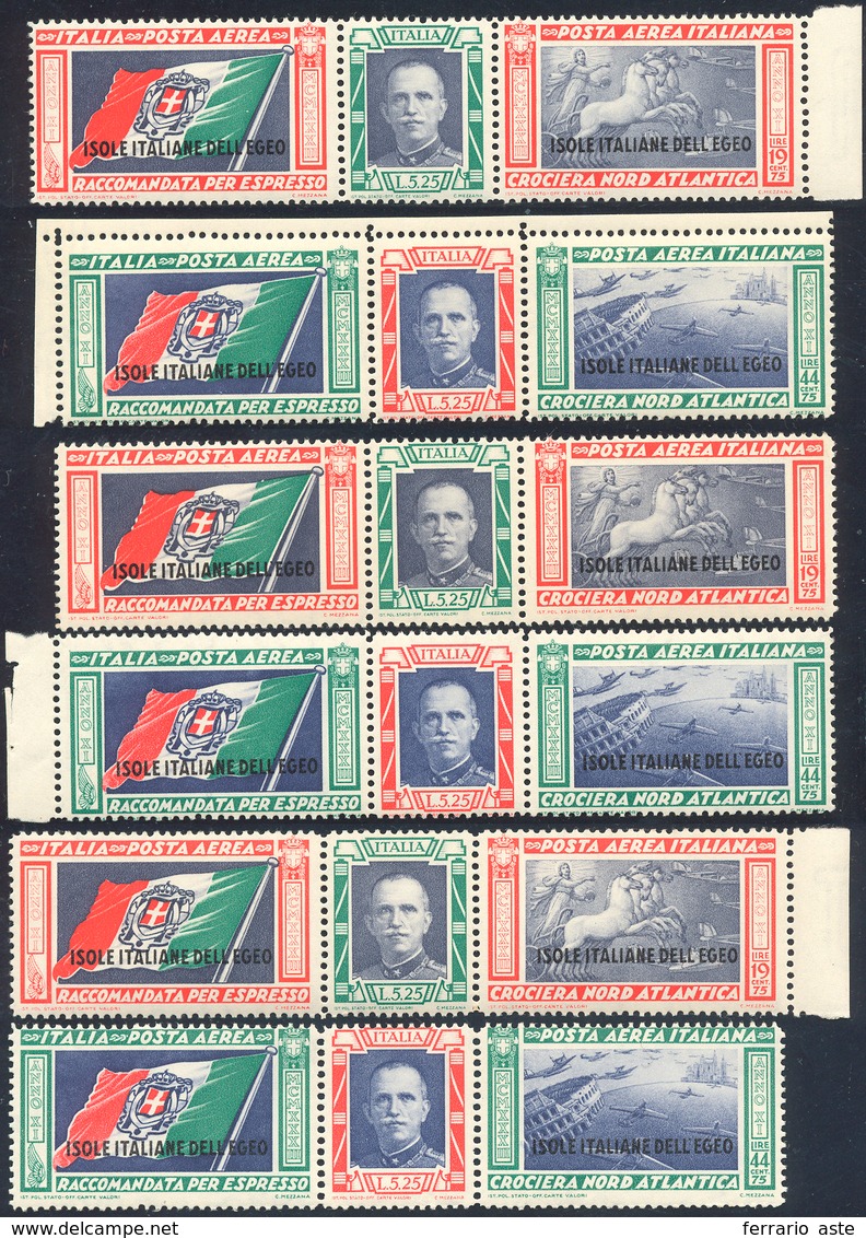 2431 POSTA AEREA 1933 - Trittici Crociera Balbo, Tre Serie Complete (A28/A29), Gomma Originale Integra, P... - Egée