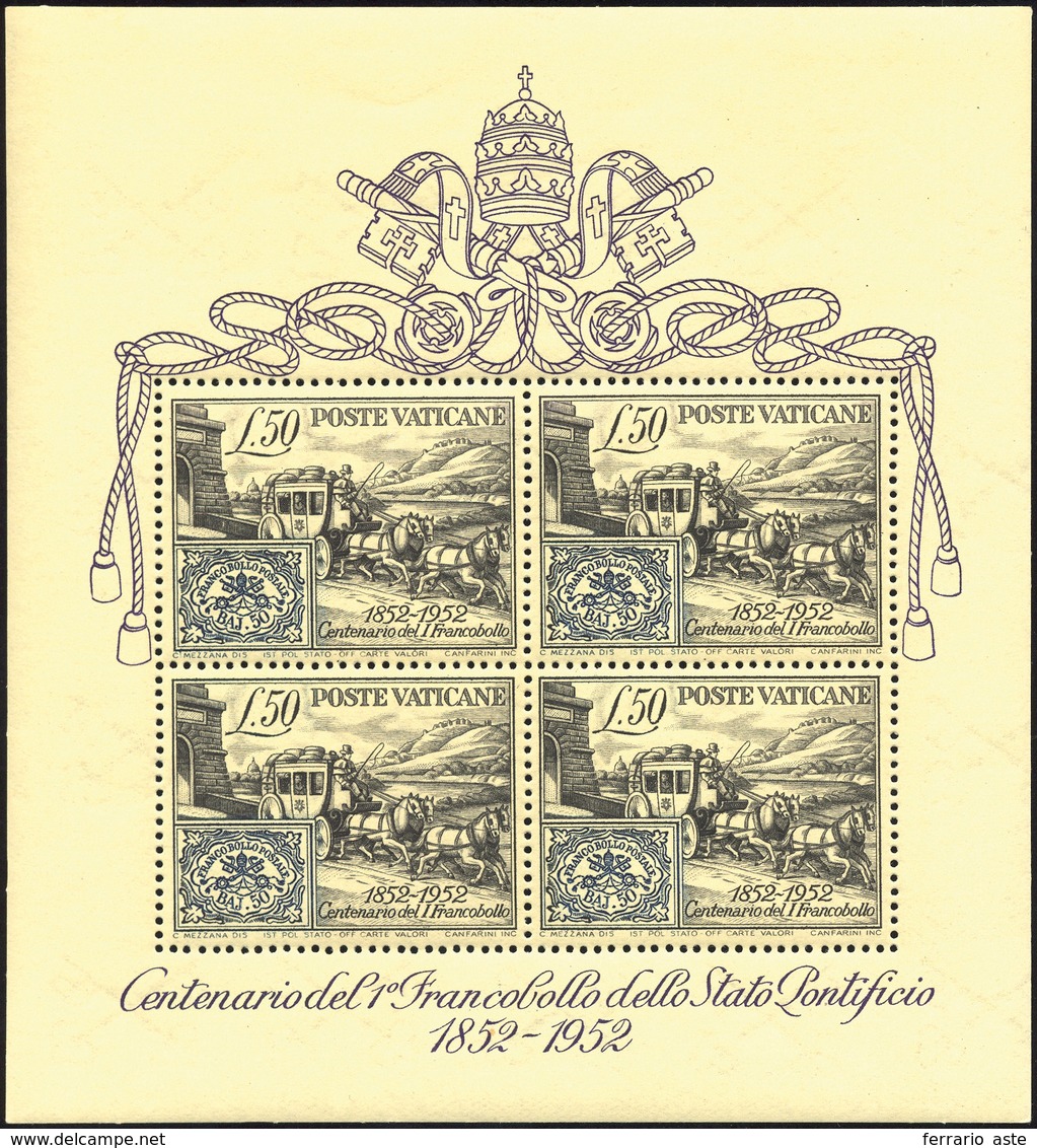 2765 1952 - 50 Lire Centenario, Foglietto (1), Gomma Integra, Perfetto. Bello!... - Blocs & Feuillets