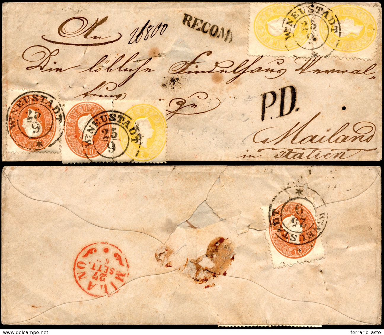 2773 AUSTRIA 1862 - 2 K. Giallo, Tre Esemplari, 10 K. Bruno, Tre Esemplari, Uno Al Verso Danneggiato All'... - Sonstige - Europa