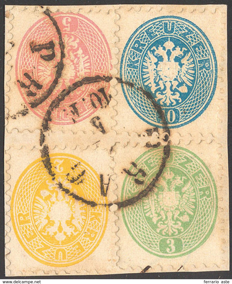 2776 AUSTRIA 1864 - 2 Kr., 3 Kr., 5 Kr. E 10 Kr. (Cert. Ferchenbauer 30b+31a+32a+33a), Perfetti, Usati Su... - Sonstige - Europa