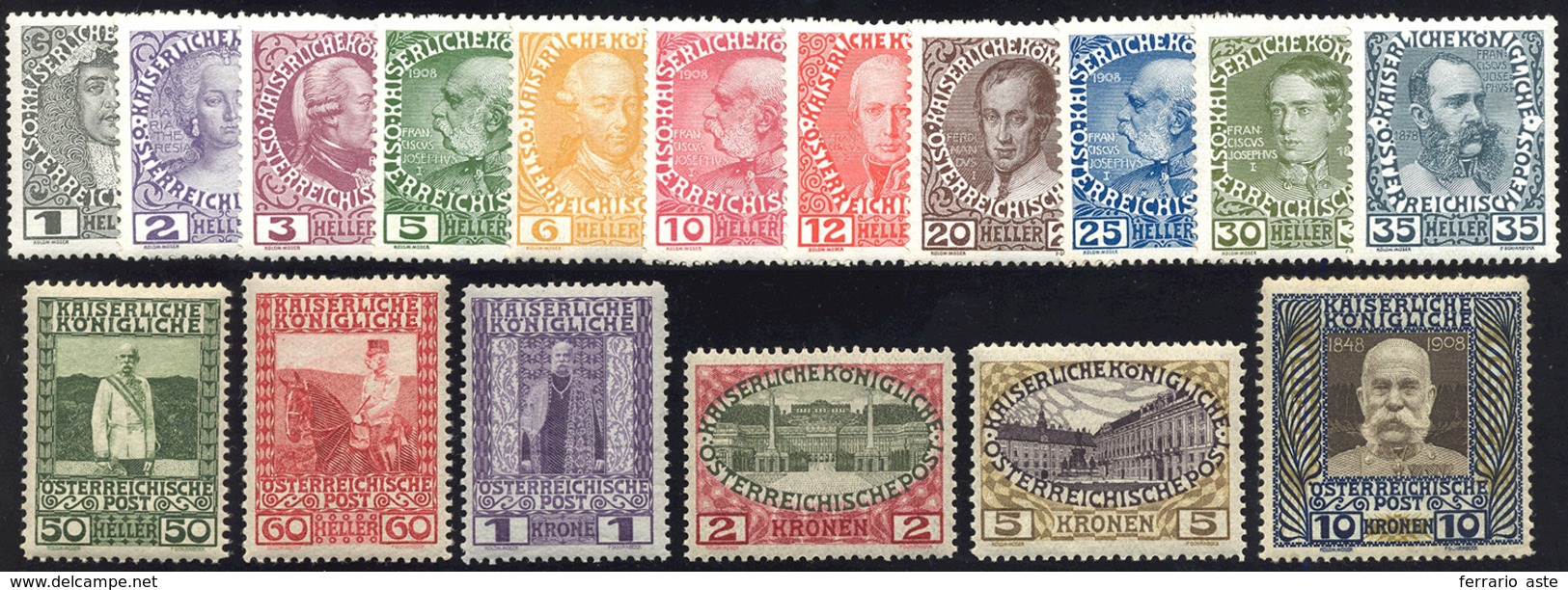 2779 AUSTRIA 1908/13 - 60° Anniversario Del Regno Di Francesco Giuseppe I (101/117), Gomma Originale Inte... - Autres - Europe