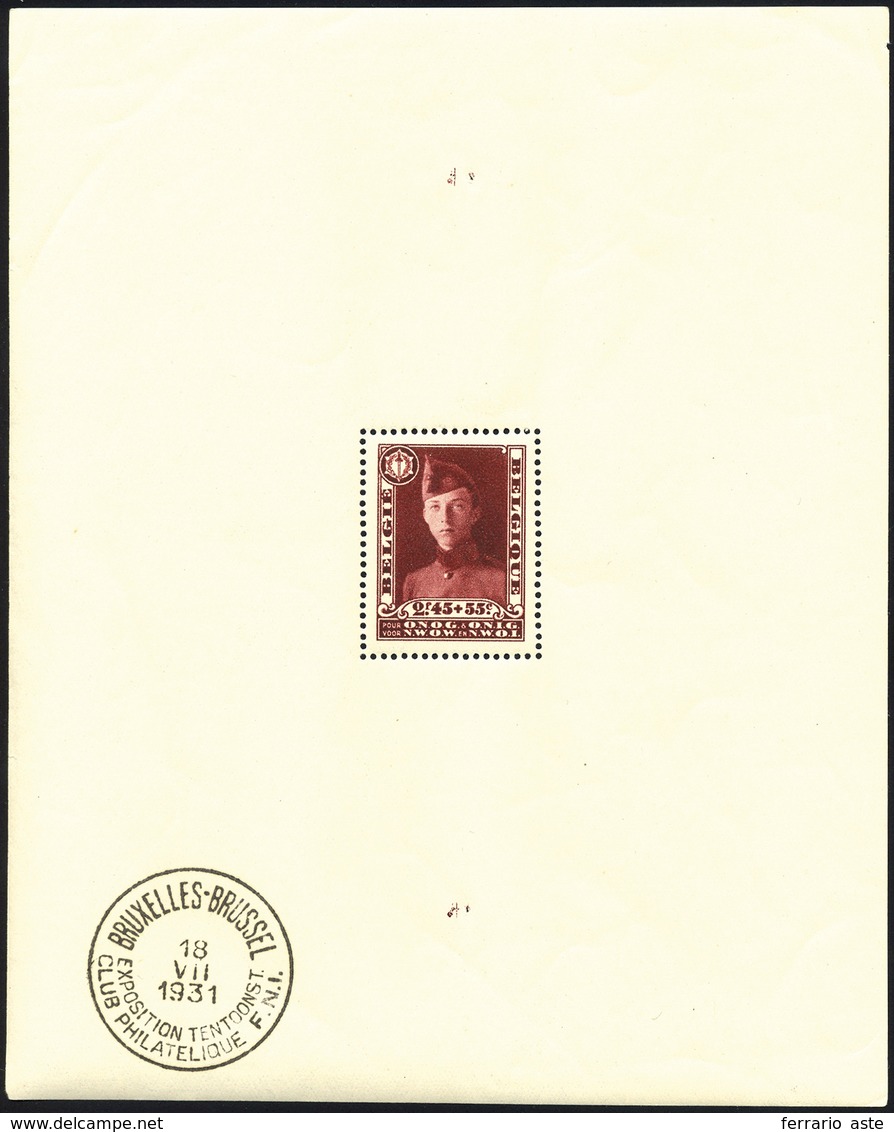 2791 BELGIO FOGLIETTI 1931 - 2,45 F. + 55 C. Invalidi Di Guerra (BF3), Con Annullo Della Manifestazione, ... - Autres - Europe