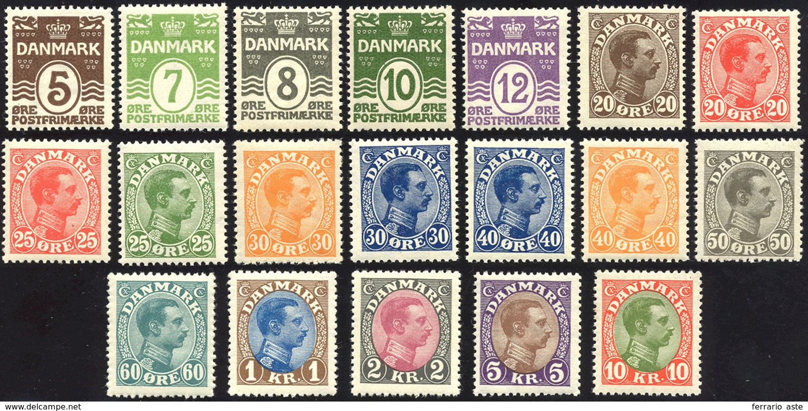 2798 DANIMARCA 1921/28 - Ordinaria, Serie Completa (132/149), Gomma Originale Integra, Perfetti. Cert. Ra... - Sonstige - Europa