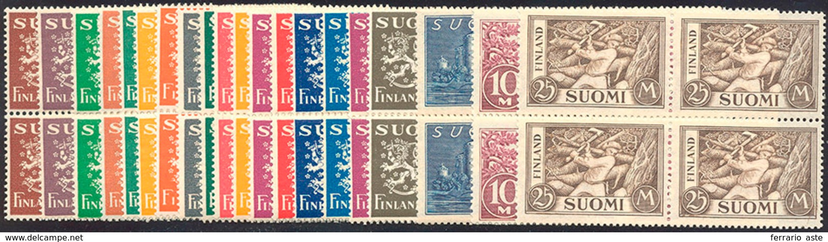 2805 FINLANDIA 1930 - Leone Rampante E Soggetti Vari (141/155), Blocchi Di Quattro, Gomma Originale Integ... - Sonstige - Europa