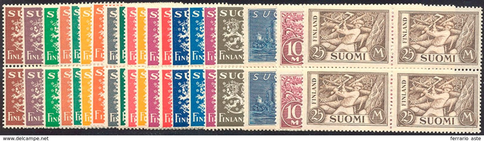2805 FINLANDIA 1930 - Leone Rampante E Soggetti Vari (141/155), Blocchi Di Quattro, Gomma Originale Integ... - Autres - Europe