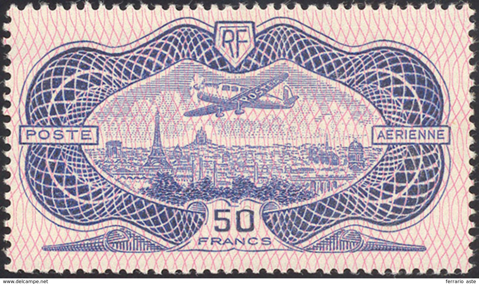 2820 FRANCIA POSTA AEREA 1936 - 50 Fr. Burelè (A15), Gomma Originale, Perfetto. Bello!... - Autres - Europe